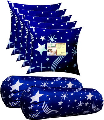 ACTOS Microfibre Geometric Bolster Pack of 7(BlueWhite1)
