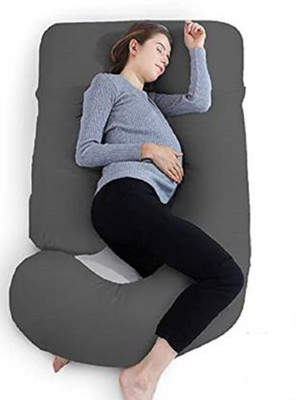 KESHAVE PHARMA Microfibre Pregnancy Pillow Pack of 1 Solid Ultra Soft J Shaped Pillow(Grey)