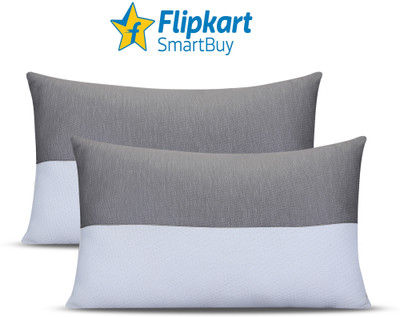 Flipkart SmartBuy Cloud Spun 16x24 Inch Microfibre Geometric Sleeping Pillow Pack of 2(White-Grey)