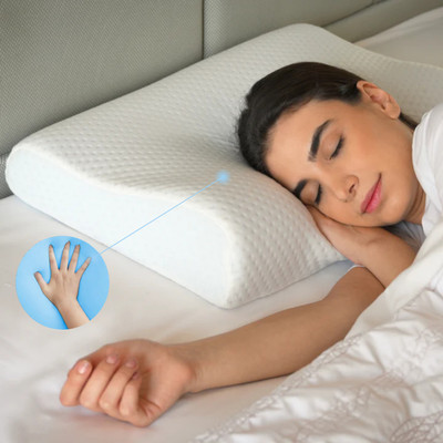 Sleepsia Cool Gel Cervical Orthopedic Memory Foam Pillow for Neck & Shoulder Pain Relief Memory Foam Solid Orthopaedic Pillow Pack of 1(White)