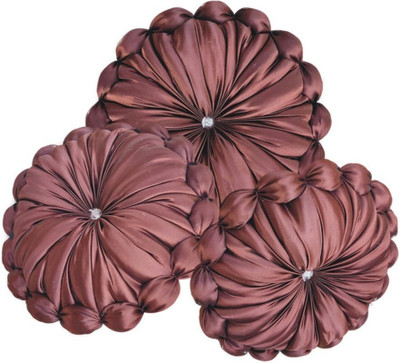 GTX Microfibre Floor Cushion Pack of 3 Floral(Brown)