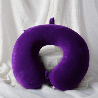 Soo Jaoo Travel Series Memory Foam Solid Travel Pillow Pack of 1(Purple)
