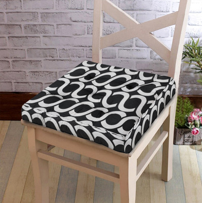 KUBER INDUSTRIES Microfibre Geometric Chair Pad Pack of 1(Black)