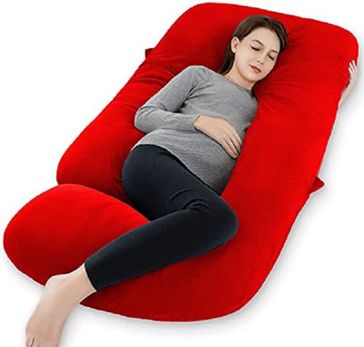 OZLY ultra soft j shaped pillow Microfibre, Polyester Fibre Solid Pregnancy Pillow Pack of 1(Red)