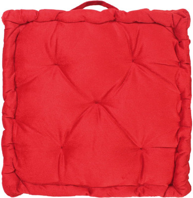 ROSSLYN Cotton Solid Floor Cushion Pack of 1(Red)
