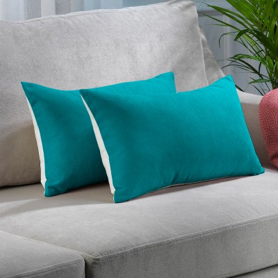 Jaipurlinen Microfibre Solid Sleeping Pillow Pack of 2(Sky Blue, White)