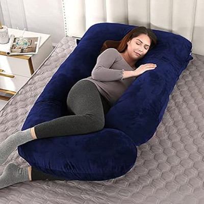 JoJo J SHAPE Microfibre Solid Body Pillow Pack of 1(Dark Blue)