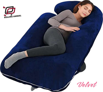 Rolling Animal Polyester Fibre Solid Pregnancy Pillow Pack of 1(Blue)