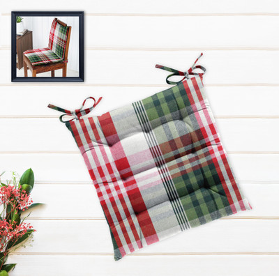 OASIS Cotton Abstract Chair Pad Pack of 1(Green)