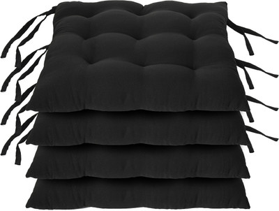 KUBER INDUSTRIES Microfibre Solid Chair Pad Pack of 4(Black)