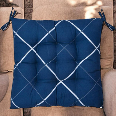 SOFT SNOOZE Microfibre Chair Pad Pack of 2 Solid Soft Luxury(Blue)