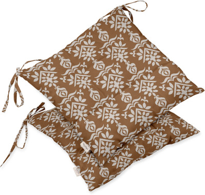 Vargottam Polyester Fibre Motifs Chair Pad Pack of 2(Brown)
