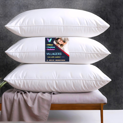 VILLAGERS Cotton Sleeping Pillow Pack of 3 Solid LUXURY(White)