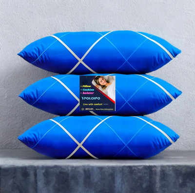 YPOLOIPO LUXURY Polyester Fibre Abstract Sleeping Pillow Pack of 3(Blue)