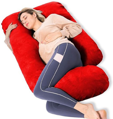 WILD MINT J SHAPE Microfibre Solid Pregnancy Pillow Pack of 1(Red)