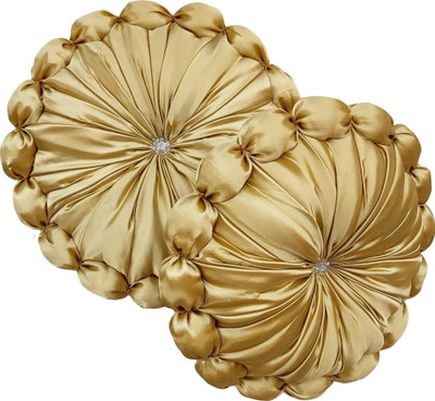 Pillowwala Charming Look Microfibre Solid Cushion Pack of 2(Gold)