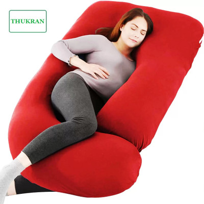 THUKRAN J Shape Microfibre Solid Pregnancy Pillow Pack of 1(Red)