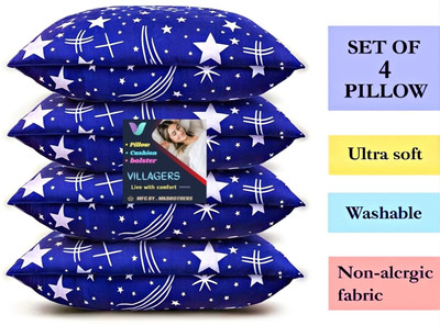 RUSHABH ENTERPRISE Blue Star Polyester Fibre Abstract Sleeping Pillow Pack of 1(Blue)