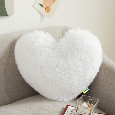 Cyuteenuts White fur cushion Microfibre Solid Cushion Pack of 1(White)