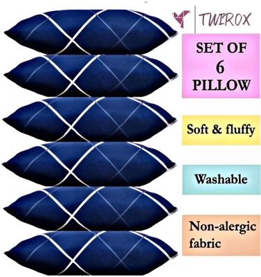 TWIROX LUXURY Polyester Fibre Abstract Sleeping Pillow Pack of 6(Blue)