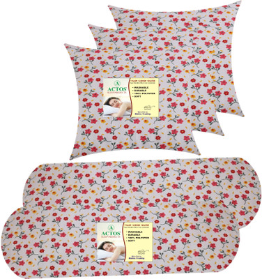 ACTOS Combo Set Of 3 Cushion And 2 Microfibre Solid Bolster Pack of 5(Multicolor2)