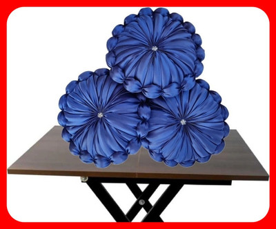 GTX Microfibre Floor Cushion Pack of 3 Solid(Blue)