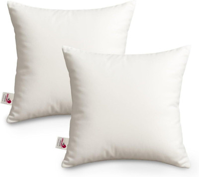 DREAMY URBAN Microfibre Solid Cushion Pack of 2(White)