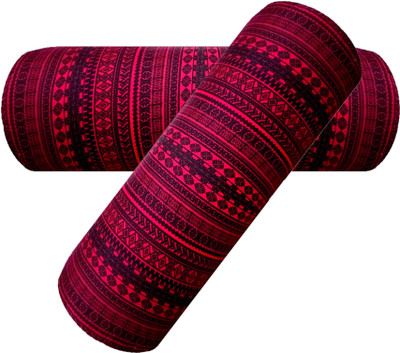 GKM Microfibre Abstract Bolster Pack of 2(Maroon, Black)
