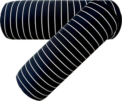 GKM Microbeads Stripes Sleeping Pillow Pack of 2(Black)