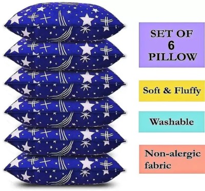 SANJU BROTHER Microfibre Solid Sleeping Pillow Pack of 6(BLUE STAR)