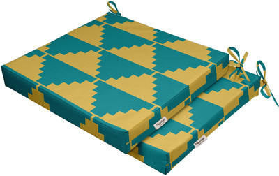 Vargottam Foam Geometric Chair Pad Pack of 2(Yellow)