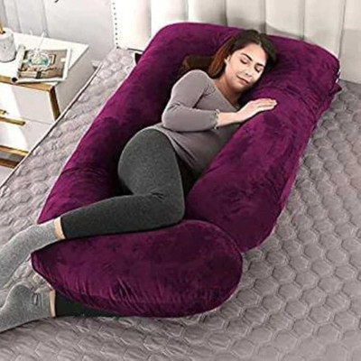 WILD MINT Microfibre, Polyester Fibre Pregnancy Pillow Pack of 1 Solid j shape ultra shoft(wine)