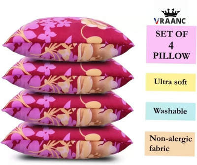 vraanc Luxury Polyester Fibre Abstract Sleeping Pillow Pack of 4(Pink)