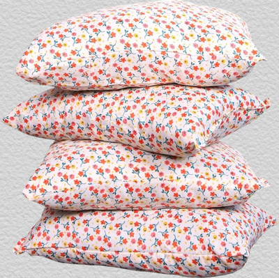 STOMIA Polyester Fibre Sleeping Pillow Pack of 4 Floral Pack Of 4 pillows(Pink)