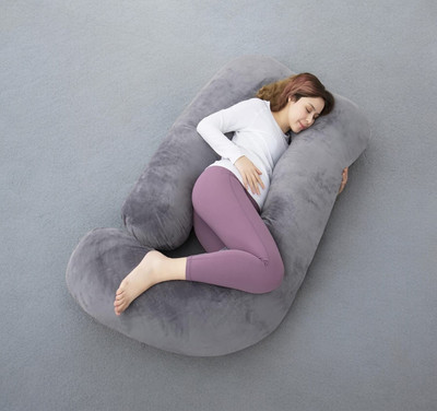 THUKRAN Polyester Fibre Solid Pregnancy Pillow Pack of 1(Grey)