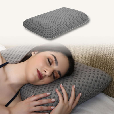 Dormyo Classic Luxe Memory Foam Abstract Orthopaedic Pillow Pack of 1(Grey)