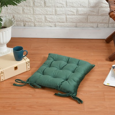 A CUBE LUXURY SOLUTIONS Polyester Fibre Solid Chair Pad Pack of 1(Dark Green)