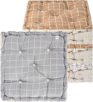 HOMESTIC by Kuber Industries Microfibre Abstract Chair Pad Pack of 4(Brown, Grey)
