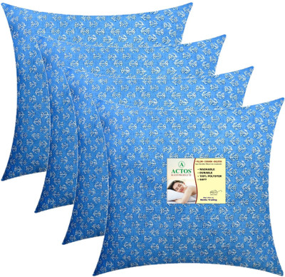 ACTOS Microfibre Floral Cushion Pack of 4(Light Blue)