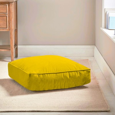 kioni Square Cushion Pillow For Tub, Car, Office, Chair, Balcony, Bedroom, 40 x 40 cm Microfibre Solid Floor Cushion Pack of 1(Yellow)