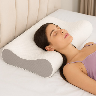 Sleep Yoga Foam, Memory Foam, Latex, Gel Orthopaedic Pillow Pack of 1 Solid Memorey foam pillow(White, Grey)