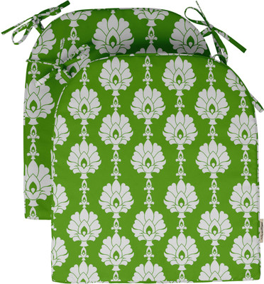 Vargottam Polyester Fibre Motifs Chair Pad Pack of 2(Light Green)