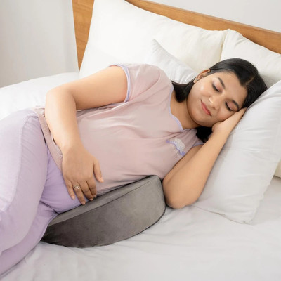 Wakefit Wedge-Shape Memory Foam Solid Pregnancy Pillow Pack of 1(Charcoal Grey)