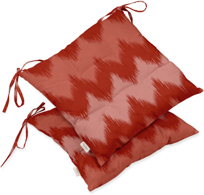 Vargottam Polyester Fibre Stripes Chair Pad Pack of 2(Red 1)