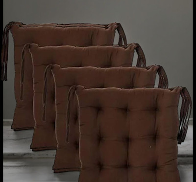 VinSa 18*4 Microfibre Solid Chair Pad Pack of 4(Brown)