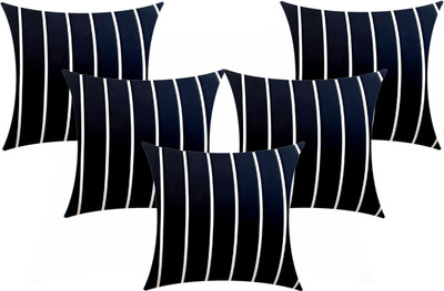 Swikon star Microfibre Stripes Cushion Pack of 5(Black)