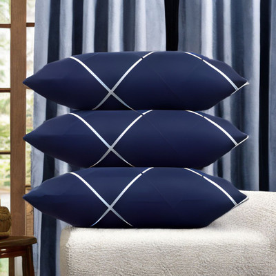 Urmila Creation Polyester Fibre Sleeping Pillow Pack of 3 Solid LUXURY(Blue)
