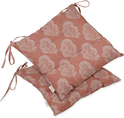 Vargottam Polyester Fibre Motifs Chair Pad Pack of 2(Peach 2)