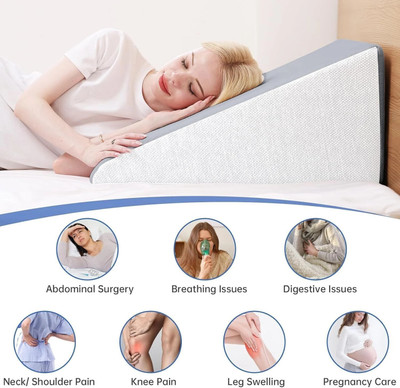 HOMBOX Bed Wedge Memory Foam Solid Orthopaedic Pillow Pack of 1(Grey)