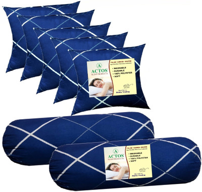 ACTOS Microfibre Geometric Bolster Pack of 7(Dark Blue8)
